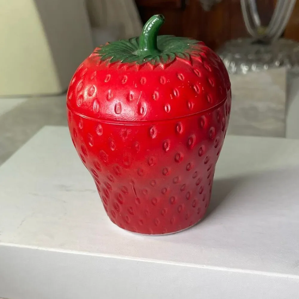 Vintage Hazel Atlas Strawberry Jam jar 3.5” APPRX